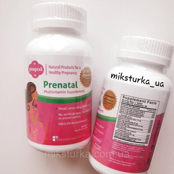 Мультивітамінний комплекс для вагітних PeaPod Prenatal — вітаміни для мами і малюка, баночка 60 таблеток, оригінал з iHerb, США.